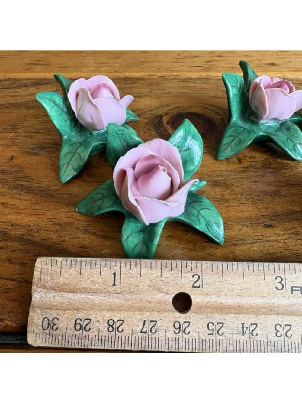 Vintage German Porcelain Dresden Pink Rose Name Place Card Holders Set Of 5 READ